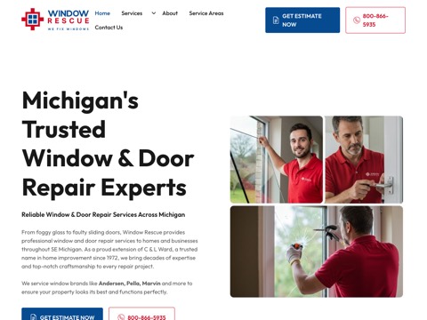 Screenshot of the Window Rescue website