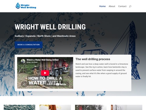Screenshot of the Wright Well Drilling homepage, wrightwelldrilling.com, captured 2026-08-13, shown as the evidence for this review