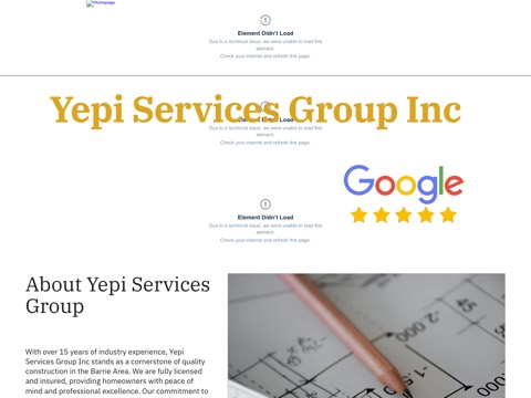 Screenshot of the Yepi Services Group homepage, www.yepiservicesgroup.com, captured 2026-08-19, shown as the evidence for this review