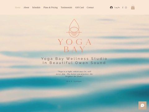 Screenshot of the Yoga Bay Owen Sound website