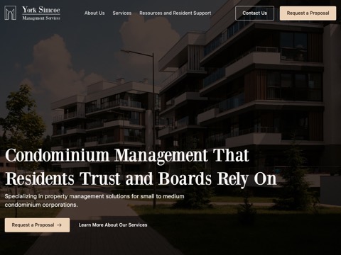 Screenshot of the York Simcoe Management Services Inc. website