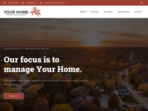 Screenshot of the Your Home Property Management Inc. website
