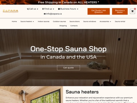 Screenshot of the ZAPARA Sauna Sale & Rental homepage at zapara.ca, captured 2026-08-19, shown as the evidence for the review on this page