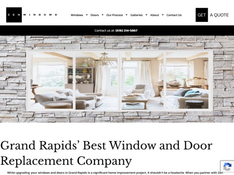 Screenshot of the Zen Windows West Michigan website