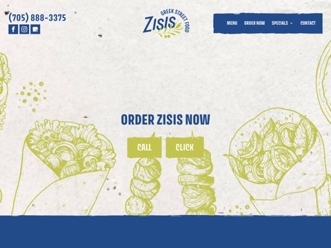 Screenshot of the ZISIS GREEK STREET FOOD website