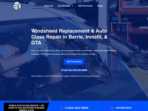 Screenshot of the Zuzu Auto Glass homepage, zuzuautoglass.ca, captured 2026-08-19, shown as the evidence for this review